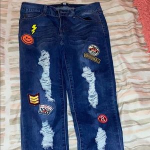 Denim Ripped jeans with patches